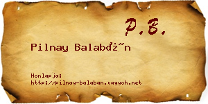 Pilnay Balabán névjegykártya